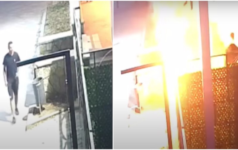 Un tânăr a dat foc gardului unui club din Costineşti. Momentul, surprins de camerele de supraveghere
