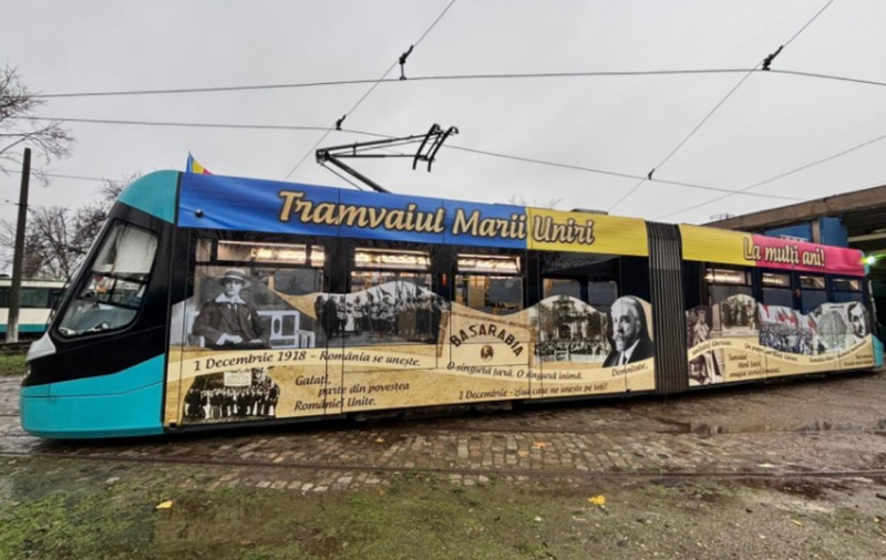 „Tramvaiul Marii Uniri” va circula în Galați de 1 Decembrie: un muzeu mobil dedicat Zilei Naționale a României | VIDEO