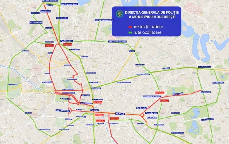 Trafic serios restricționat în București, până în această seară. Care sunt zonele închise pentru șoferi