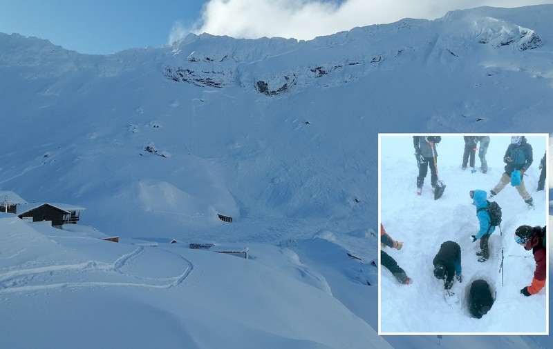 O avalanșă de mari dimensiuni la Bâlea Lac a îngropat corturile a doi turiști: „Din fericire, în acel moment se aflau în cabană, la un ceai”