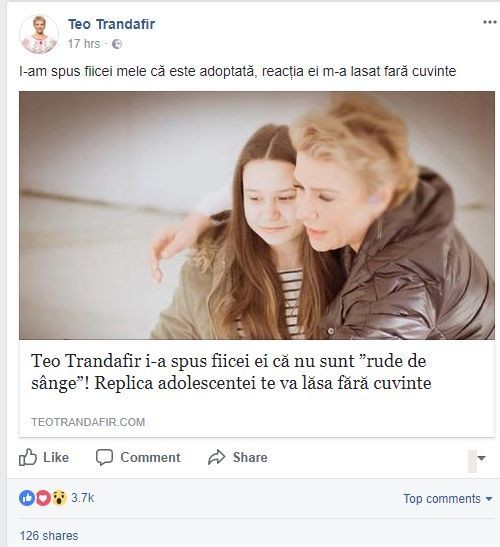 Cum i-a spus Teo Trandafir fiicei ei că este adoptată. S-a întâmplat de fața cu toată lumea