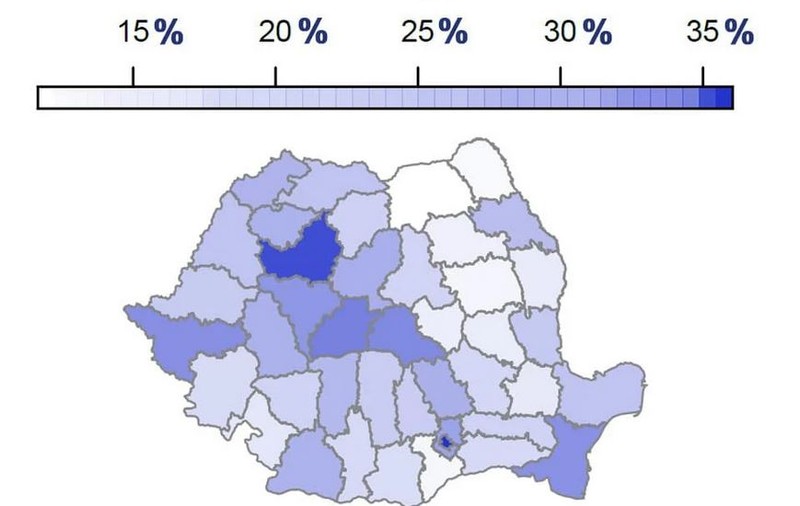 Topul județelor din România în funcție de procentul populației vaccinate anti-COVID