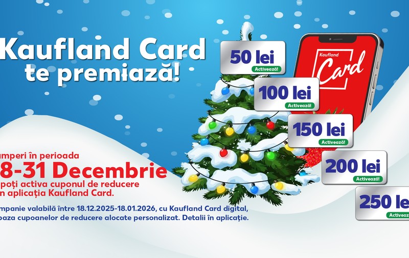 Cumpărături avantajoase de sărbători cu vouchere de până la 250 de lei în Kaufland Card 
