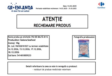 Produsul retras de la comercializare de Ca. Foto ANSVSA