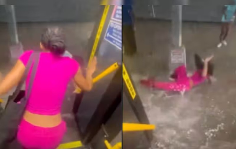 O femeie a fost trântită de viitură în momentul în care a coborât dintr-un autobuz, în New York - VIDEO
