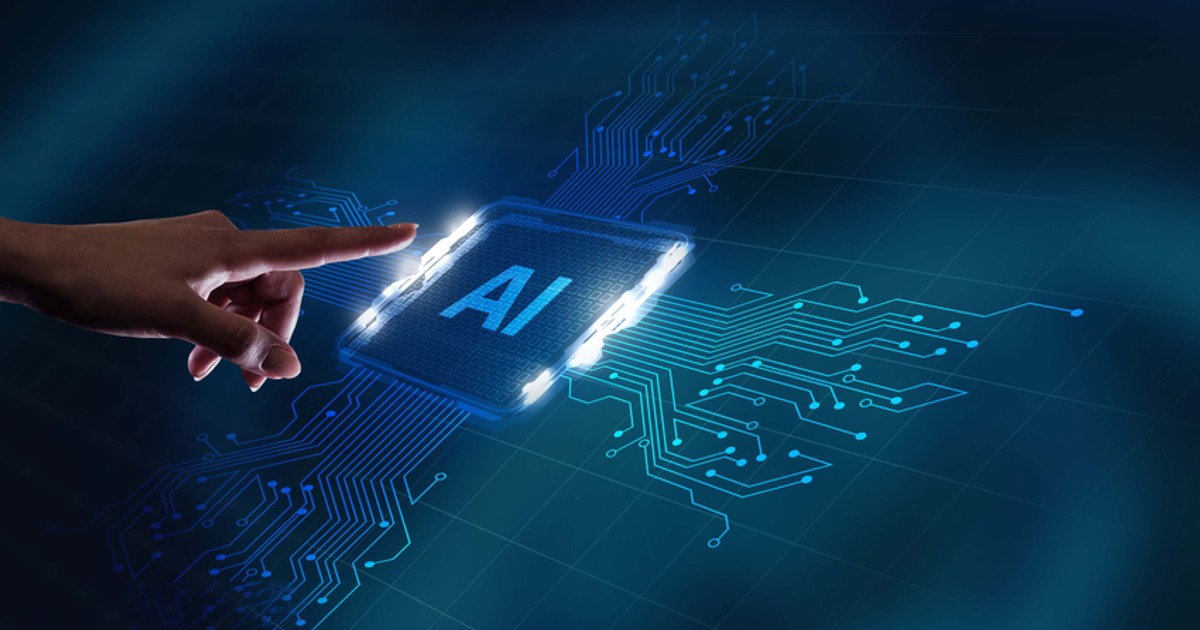 Ce este inteligenţa artificială - Imagine care sugerează conceptul de Inteligenţă Artificială, cu un procesor pe care scrie AI montat pe un circuit