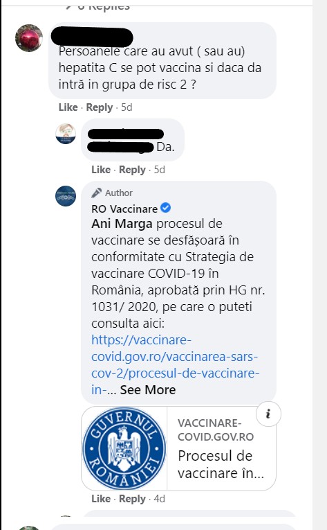 Un răspuns similar a fost oferit și la o altă întrebare despre vaccinare