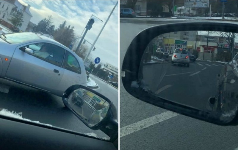 VIDEO | O șoferiță a intrat pe contrasens într-un sens giratoriu! Imaginile începutului de an de pe străzile din România