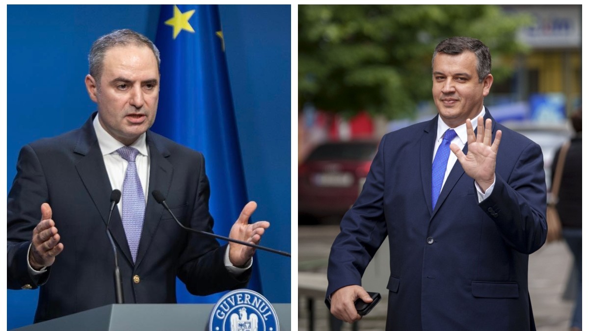 Alexandru Nazare și Eugen Tomac îmbrăcați în costume închise la culoare.
