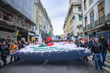 February 11, 2023, Lisbon, Portugal: Protesters hold a banner, placards flags and big letters to spell ''respect'' during the teachers demonstration. Thousands of teachers took to the streets in a protest against the government. They demand better working conditions and career enhancement. The demonstration was called by several unions. More than 150,000 people took part in the rally, according to the National Federation of Teachers (Fenprof), the professions main union. (Credit Image: © Henrique Casinhas/SOPA Images via ZUMA Press Wire)