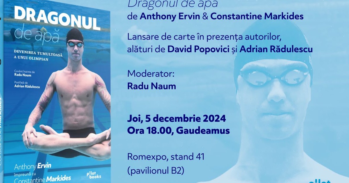 Anthony Ervin lansează 'Dragonul de apă' la Gaudeamus, alături de David Popovici