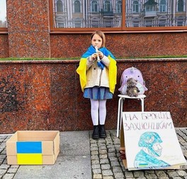 Solomia, la „pavilionul” din Dnipro. Foto: Ukrainska Pravda.