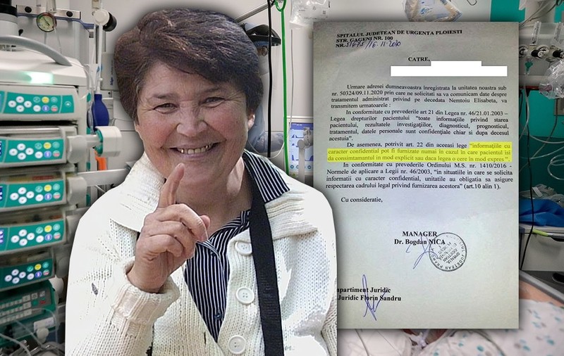 A cerut dosarul medical al mamei moarte de COVID, iar managerul spitalului i-a spus că-l poate elibera numai cu acordul decedatei