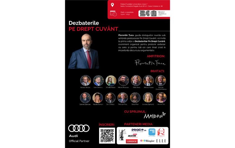 Cunoscutul avocat Florentin Țuca organizează prima ediție a Dezbaterilor „Pe Drept Cuvânt”