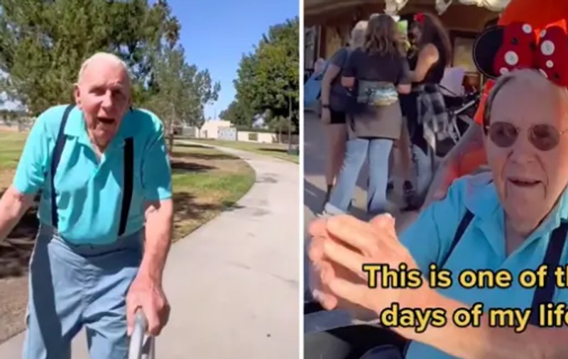„Una dintre cele mai frumoase zile din viața mea”. Un veteran de război de 100 de ani, invitat de un influencer la Disneyland