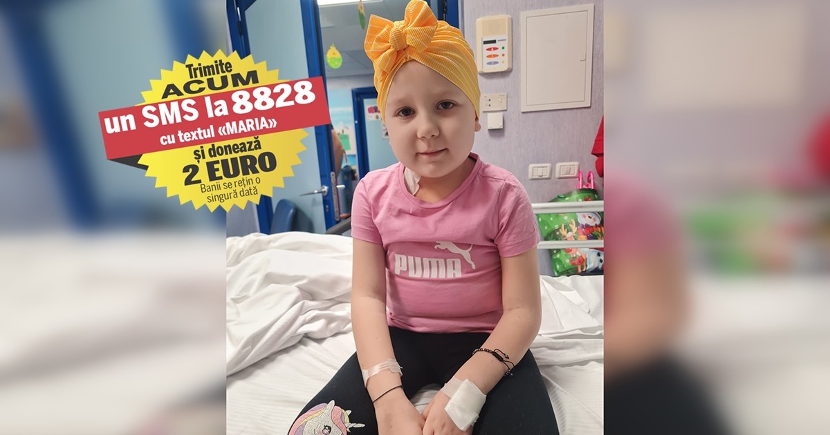 Bolnavă de leucemie, Maria are nevoie de 60.000 de euro pentru a fi tratată în Italia. Banii sunt necesari pentru o perioadă de un an, timp în care fetița de cinci ani va fi internată sub supravegherea oncologilor