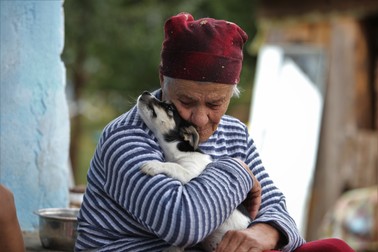 Şi animalele din curtea familiei au parte de răsfăţul bunicii