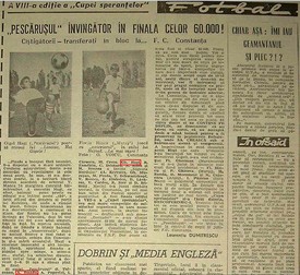 Articolul din ziarul Sportul despre prima performanță din carierele lui Gică Hagi și Aurel Smâdu