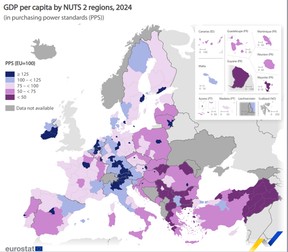 Harta PIB per capita in UE Foto: Screenshot Eurostat