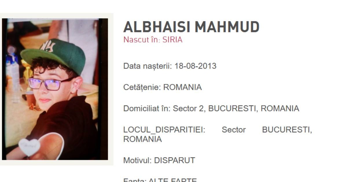 Imagine cu copilul dispărut din București