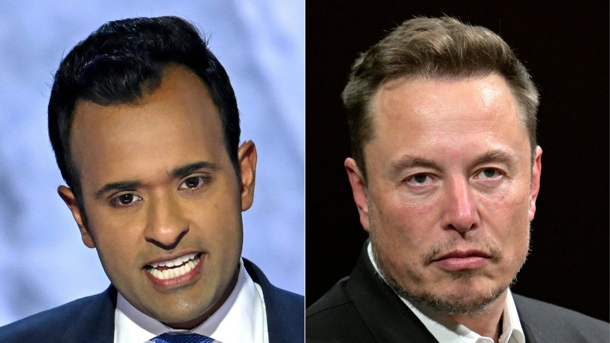 Vivek Ramaswamy (stânga) și Elon Musk Foto: Profimedia