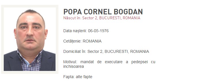 Bogdan Popa, dat în urmărire generală de Poliția Română