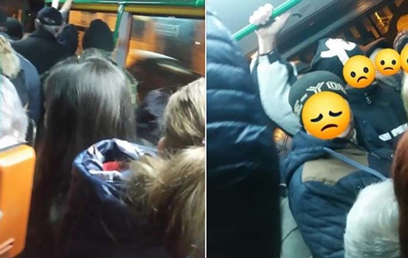 Imagini incredibile la Dej. În plină pandemie, oamenii stau înghesuiți în transportul în comun