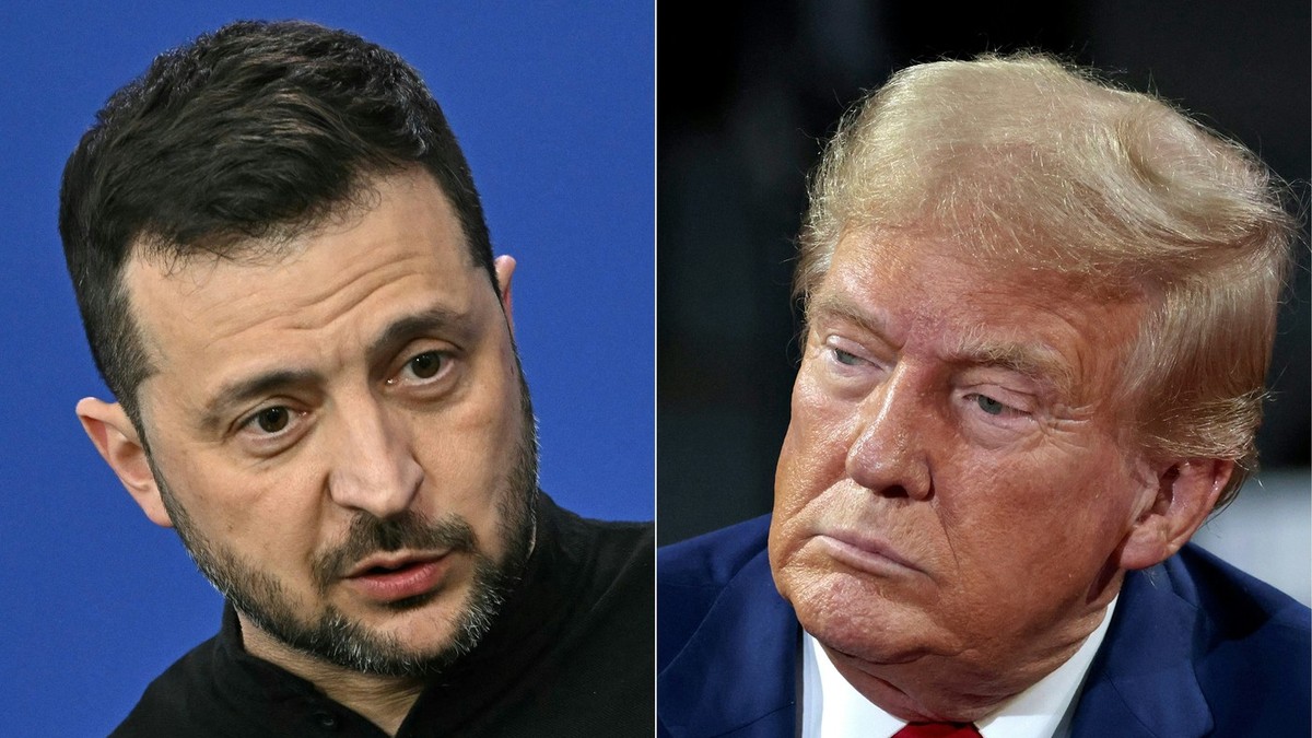 Colaj cu Volodimir Zelenski (stânga) și Donald Trump Foto: Profimedia