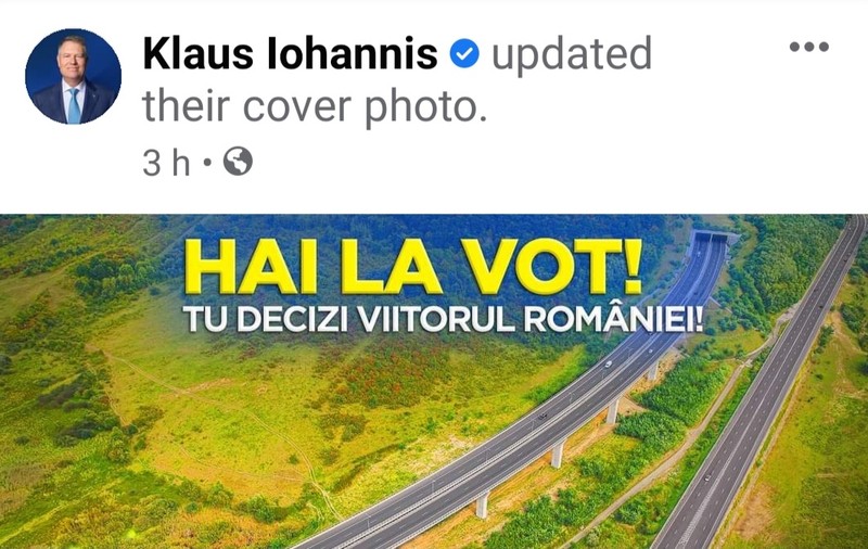 Iohannis, îndemn la vot în seara de dinaintea alegerilor. Mesajul e scris cu fontul și culorile PNL