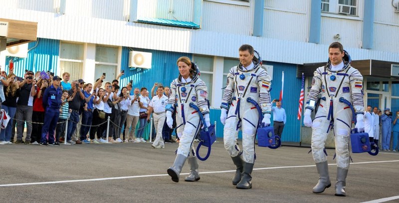ASTANA, KAZAKHSTAN - SEPTEMBER 15: (----EDITORIAL USE ONLY - MANDATORY CREDIT - 'ROSCOSMOS / HANDOUT' - NO MARKETING NO ADVERTISING CAMPAIGNS - DISTRIBUTED AS A SERVICE TO CLIENTS----) The Russian Soyuz MS-24 spacecraft carrying Russian cosmonauts Oleg Kononenko (C) and Nikolay Chub (R) and American astronaut Loral O'Hara (L) launches into space from the Baikonur Spaceport in Astana, Kazakhstan on September 15, 2023. Roscosmos / Anadolu Agency/ABACAPRESS.COM,Image: 805536581, License: Rights-managed, Restrictions: *** HANDOUT image or SOCIAL MEDIA IMAGE or FILMSTILL for EDITORIAL USE ONLY! * Please note: Fees charged by Profimedia are for the Profimedia's services only, and do not, nor are they intended to, convey to the user any ownership of Copyright or License in the material. Profimedia does not claim any ownership including but not limited to Copyright or License in the attached material. By publishing this material you (the user) expressly agree to indemnify and to hold Profimedia and its directors, shareholders and employees harmless from any loss, claims, damages, demands, expenses (including legal fees), or any causes of action or allegation against Profimedia arising out of or connected in any way with publication of the material. Profimedia does not claim any copyright or license in the attached materials. Any downloading fees charged by Profimedia are for Profimedia's services only. * Handling Fee Only ***, Model Release: no