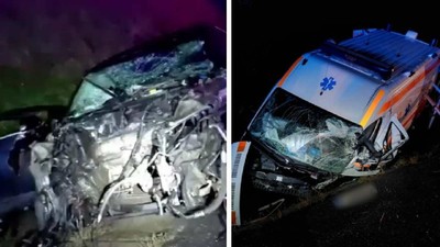 Accident între o ambulanta si un autoturism