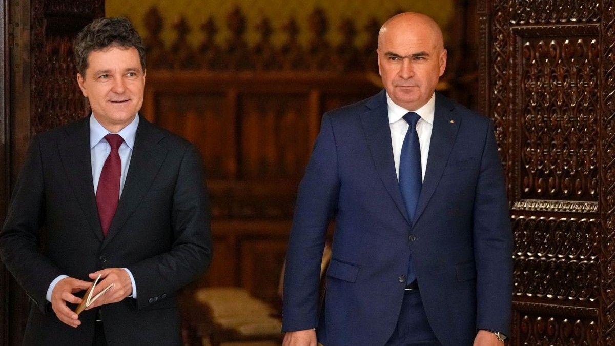 Nicușor Dan și Ilie Bolojan sustin o declaratie de presa la Palatul Cotroceni din Bucuresti, vineri, 20 iunie 2025.