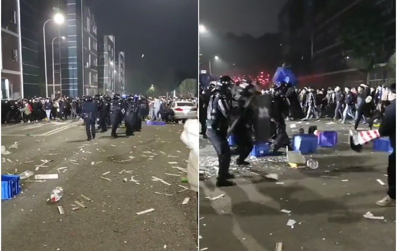 Ciocniri violente între protestatari și forțele de ordine la o fabrică de teste COVID din China. VIDEO