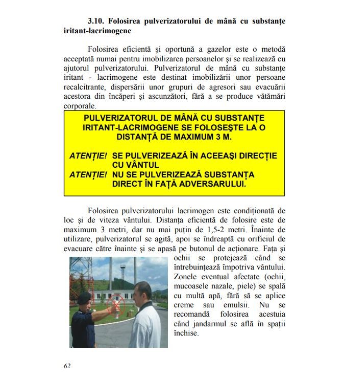 Ghidul de intervenție al MAI privind folosirea spray-urilor lacrimogene