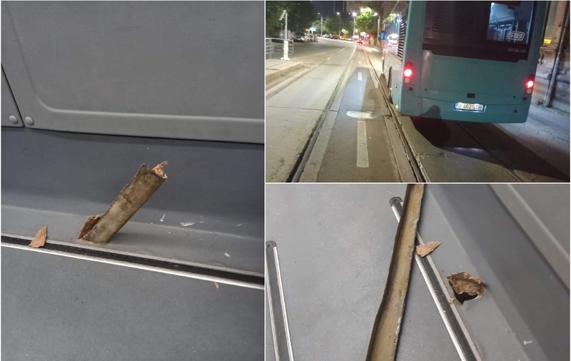 Incident în traficul bucureștean: Un cornier de la o șină de tramvai a străpuns podeaua unui autobuz în mers
