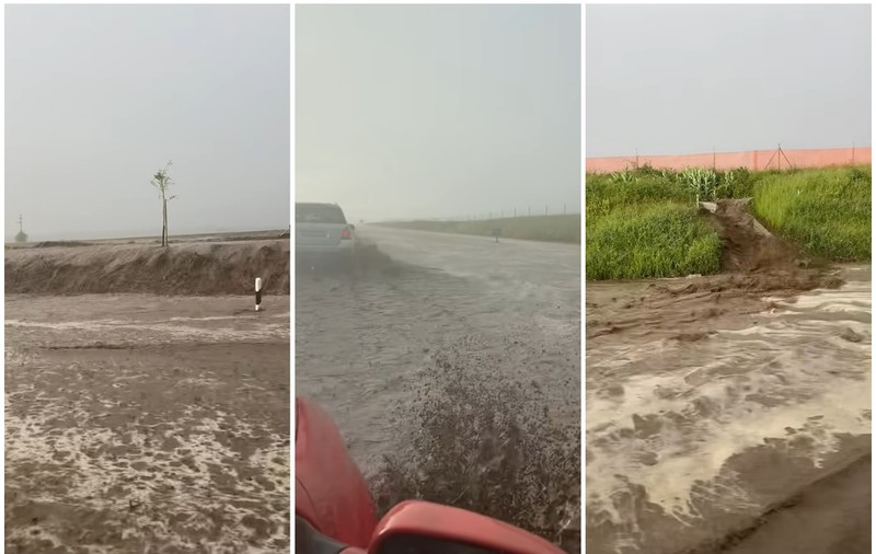 O autostradă din Ungaria a fost acoperită în câteva clipe de apă și noroi, viitura a oprit complet circulația | VIDEO