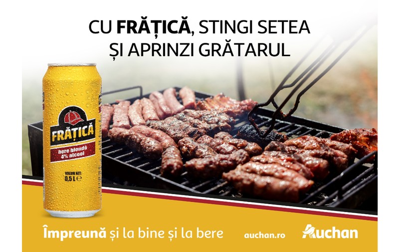 Începe sezonul de grătare! Frățică, berea care nu trebuie să lipsească de pe masă – acum, disponibilă exclusiv la Auchan