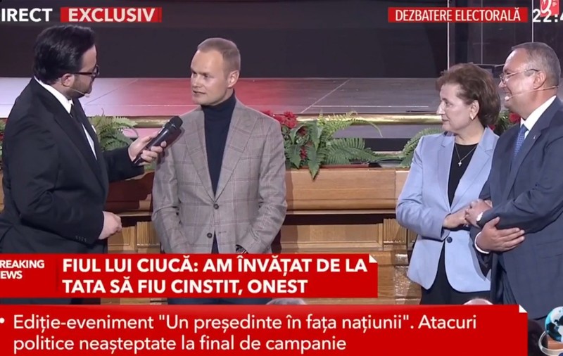 Ștefan Ciucă, fiul lui Nicolae Ciucă, prima apariție la TV, la emisiunea electorală de la Antena 3