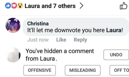 Facebook downvote