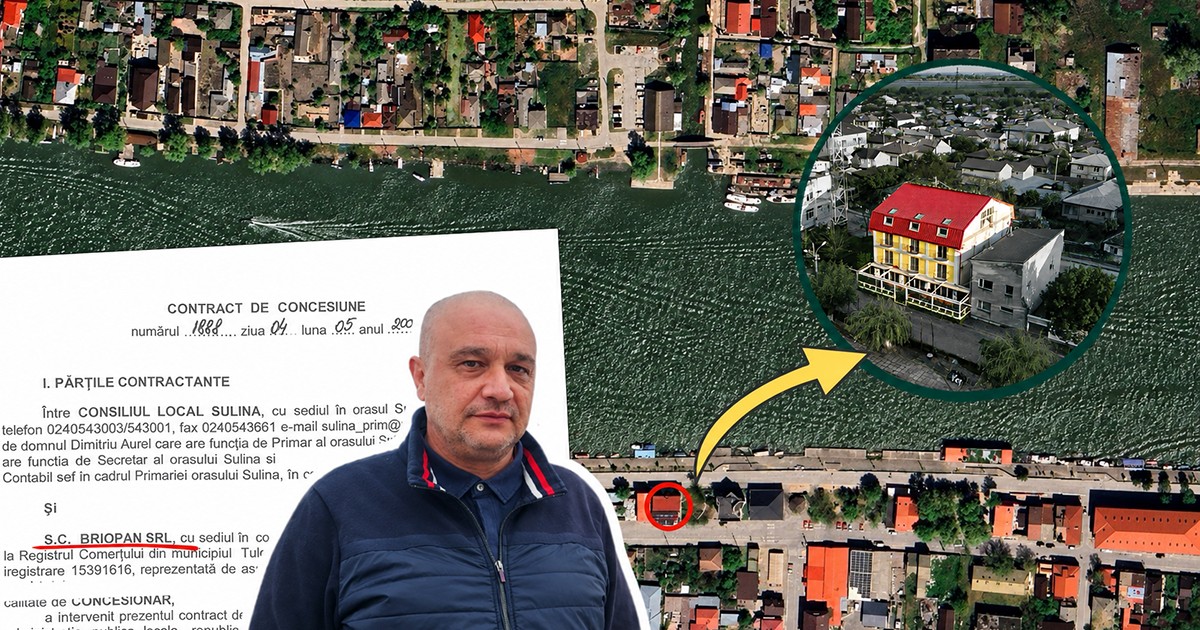 Un colaj cu un barbat imbracat in negru, un facsimil si o poza cu mai multe caldiri vazute de sus pe fundal