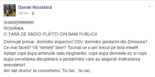 Controverse, în urma imaginilor cu animalele maltratate sursă: Facebook.com