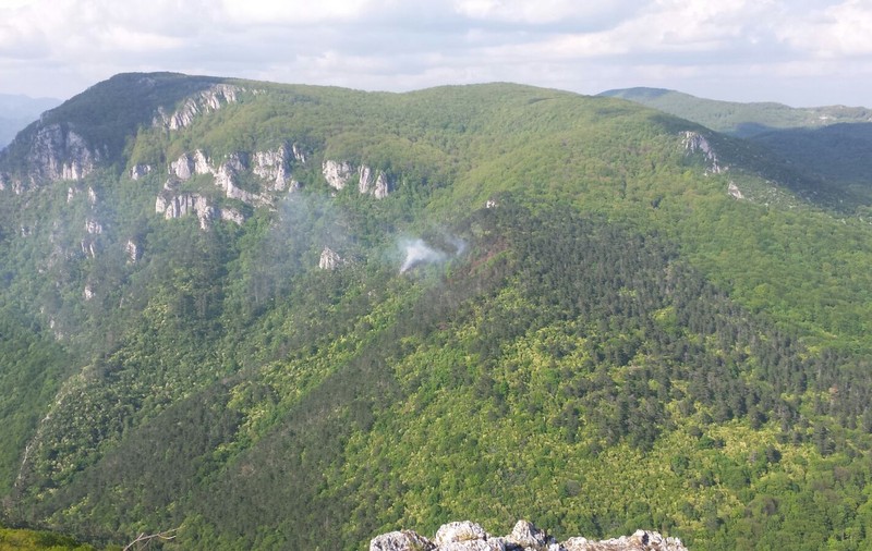FOTO/ Pompierii încă se luptă cu incendiul din Parcul Național Domogled - Valea Cernei