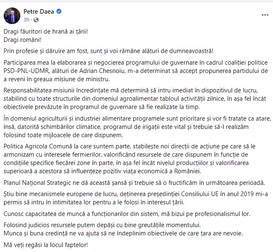 foto: Captură Facebook Petre Daea