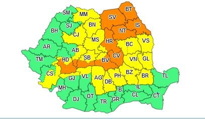 Harta Meteo cod galben-portocaliu