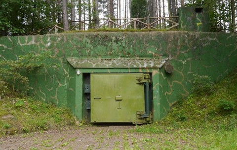 Ușa unui buncăr verde descoperit în Podborsko din Polonia.