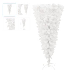 Brad de Crăciun artificial inversat vidaXL, cu suport, alb, 120 cm