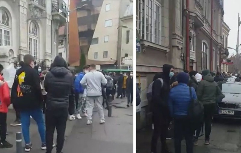 VIDEO | Coadă de sute de persoane pentru burgeri gratis la un fast-food din București. Administratorul localului, amendat cu 10.000 de lei