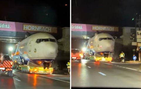 Un avion a rămas blocat pe DN1, la Baloteşti. Cum a rămas aeronava înțepenită sub un pod