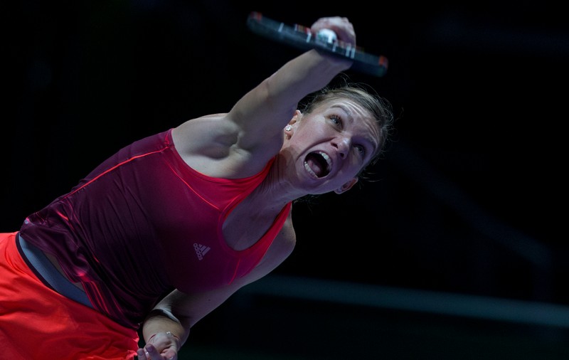 Darren Cahill râde de Simona Halep! ^Jucătoarea noastră a repetat gestul pe care-l face atunci când îi este greu / GALERIE FOTO