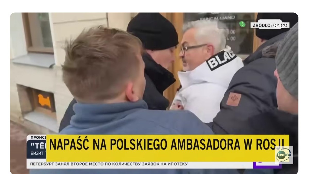 Ambasadorul Poloniei, agresat de activiști pro-Kremlin Captură TVN24